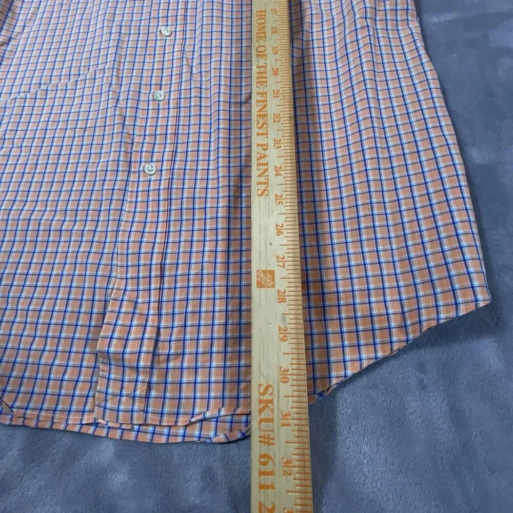 Polo Ralph Lauren Shirt Men Large Classic Fit‎ Peach Plaid Bright Casual Preppy